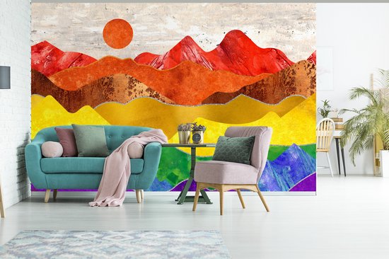 Behang - Fotobehang Pride - Regenboog - Marmer - Breedte 525 cm x hoogte 350 cm