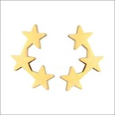 Aramat jewels ® - Goudkleurige zweerknopjes 3 sterren oorbellen staal 8 bij 13mm