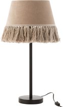 Tafellamp | katoen | beige - zwart | 23x30x (h)51 cm