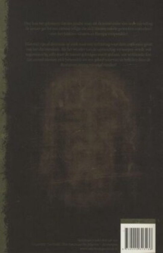 Achterkant van een boek met de titel 'Het Teken'. De tekst gaat over de vroege christendom en de verspreiding van de religie.