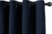 Lifa Living - Fluwelen Gordijn - 150 x 250 cm - Donker Blauw - Verduisterend - Wasbaar - Kreukherstellend - Kleurvast - 10 Ophanghaken- 1 Stuk