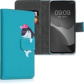 kwmobile telefoonhoesje voor Google Pixel 4a - Hoesje met pasjeshouder in grijs / roze / turquoise - Kleine Haai design