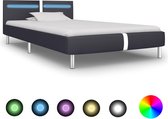 Decoways - Bedframe met LED kunstleer zwart 90x200 cm