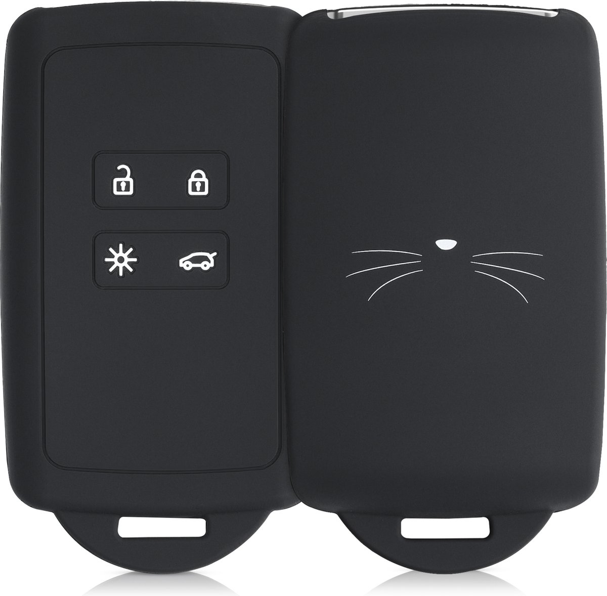 kwmobile autosleutelhoes geschikt voor Renault 4-knops Smartkey (Keyless Go) -Siliconenhoes in wit / zwart - Sleutelcover