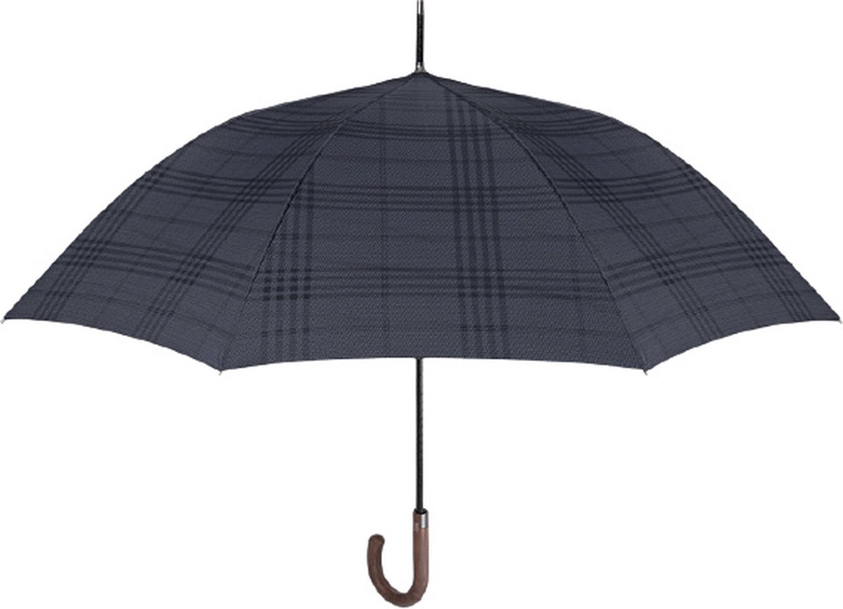 Homme Parapluie Compact Coupe-vent léger auto Effet Bois Poignée-Tartan 