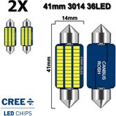 ( Set 2 Pièces ) C5W / C10W 41mm Wit Clair 6500K 12V LED CANbus Compatible avec ESP CHIP sans erreur - 3014 Cree 36-SMD - 6500 Kelvin -1150 Lumen - Instrument - Éclairage intérieur - 41 mm - RTH41W