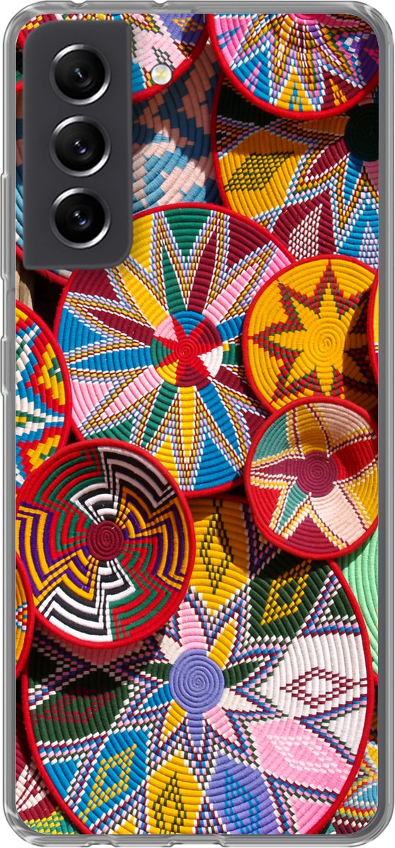 Telefoonhoesje Geschikt voor Samsung Galaxy S21 FE hoesje - Cirkel - Patronen - Bloemen - Kleuren - Siliconen Telefoonhoesje Telefoonhoesje