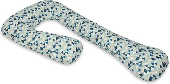 Voedingskussen - Zijslaapkussen - 235 cm - 100% katoen - blauwe driehoekjes