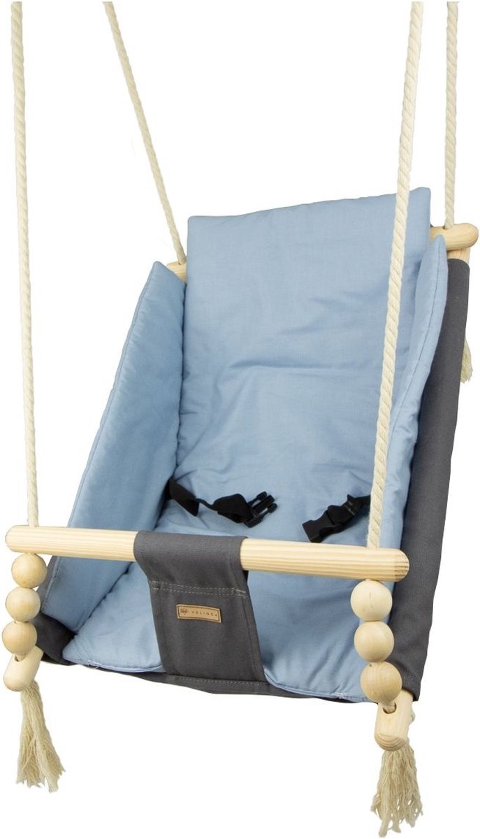 Babyschommel - voor binnen - antraciet blauw - tot 20 kg van Calmo by Mio Amore — afbeelding 3