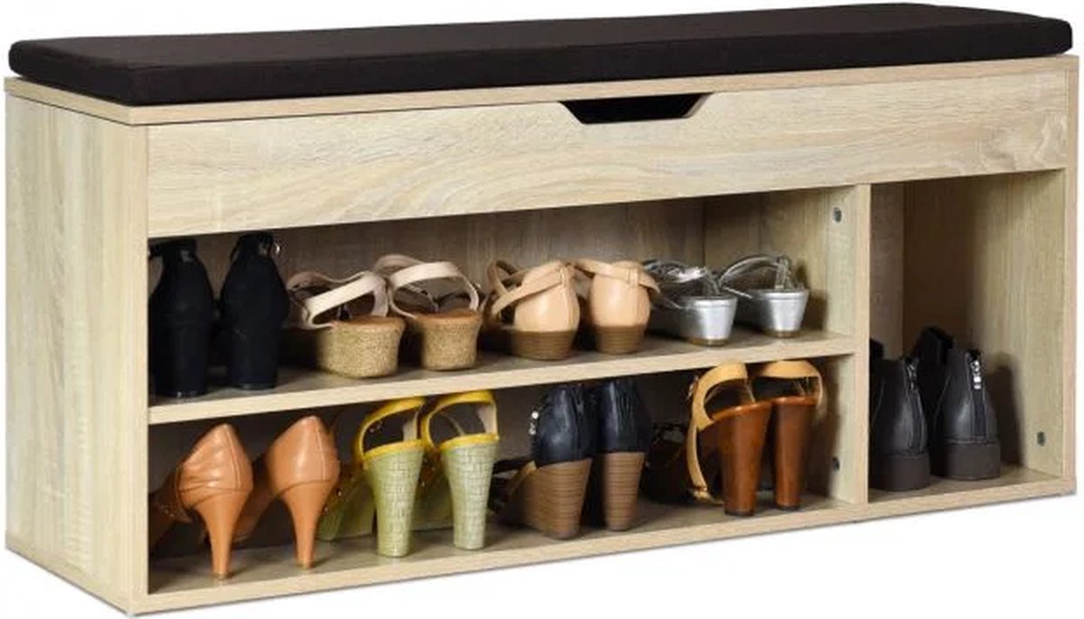 Opbergbank voor schoenen wit 10 vakken 1 lade