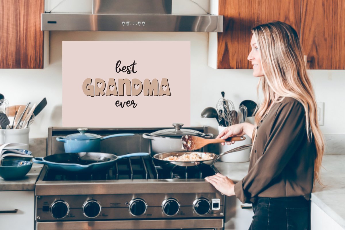 KitchenYeah Spatscherm 80x55 cm - Best grandma ever - Aluminium thumbnail 5