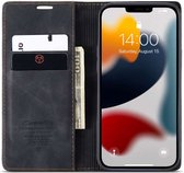 iPhone 13 Pro Max Bookcase hoesje - CaseMe - Effen Zwart - Kunstleer