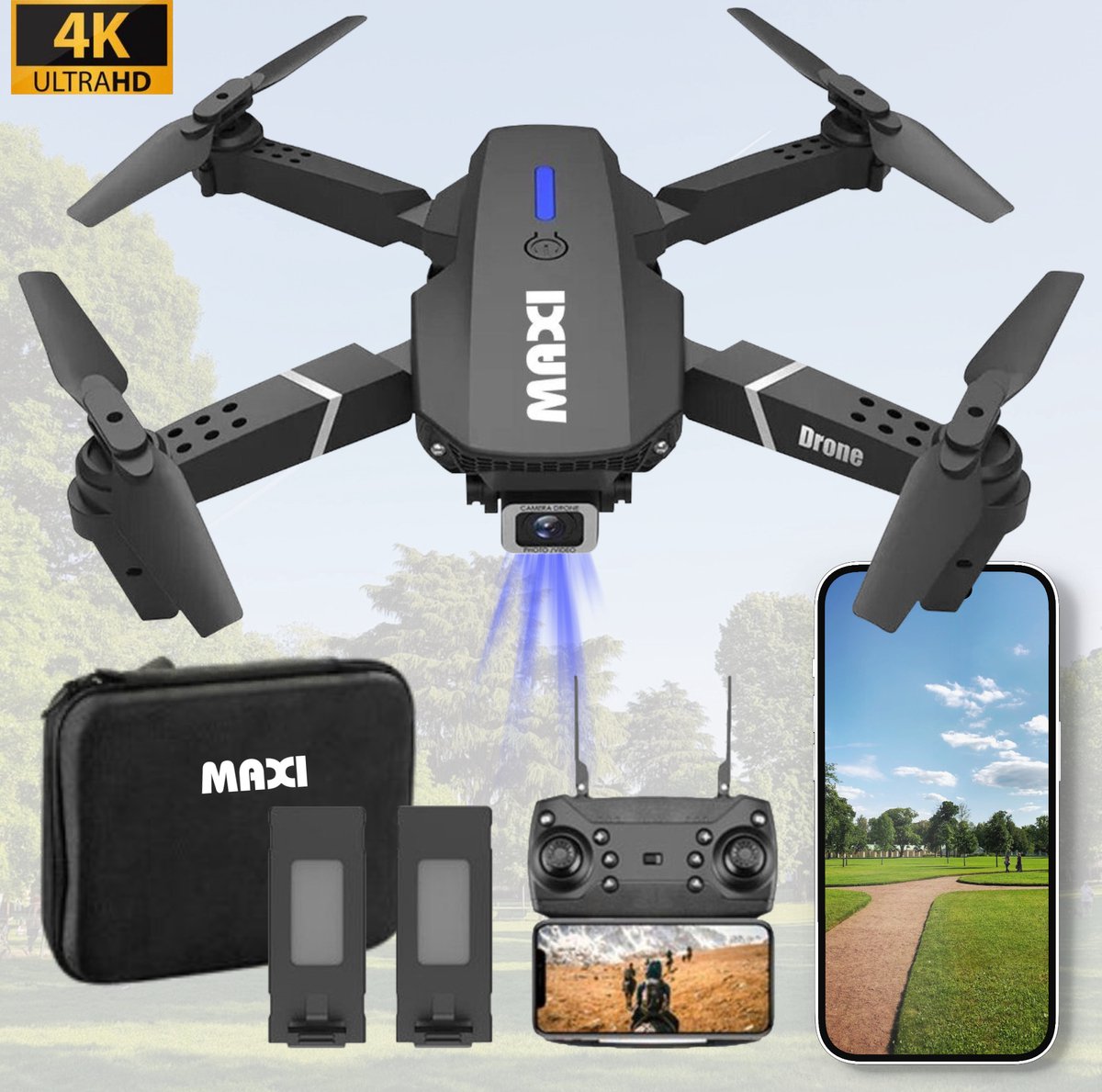 Maxi Drone met Camera – Mini drone met 2x HD Camera Geen vliegbewijs nodig – Quad... | bol.com