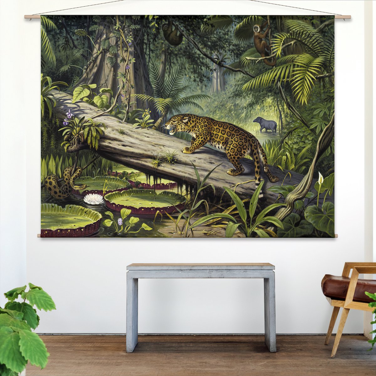 Wandkleed In het Braziliaansche oerwoud van M.A. Koekkoek - XL: Landscape 175 x 130 cm