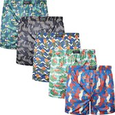 Wijde Boxershort Heren | 5 Pack | Zachte Viscose Stof | Maat XXL | Dieren Print | Mix Kleur | Losse Boxershort | Multipack