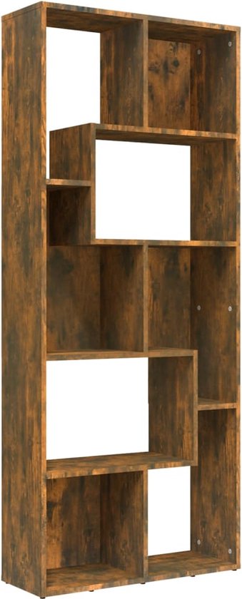 vidaXL - Boekenkast - 67x24x161 - cm - bewerkt - hout - gerookt - eikenkleurig