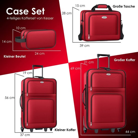 Set de valise Trolley, Bagage à main /léger 4 rouleaux bagage à main valise  planche... | bol.