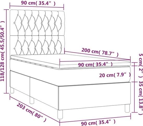 VidaXL - Boxspring - Donkergrijs - Met Matras - 100x200 cm kopen? Vergelijk de beste prijs op