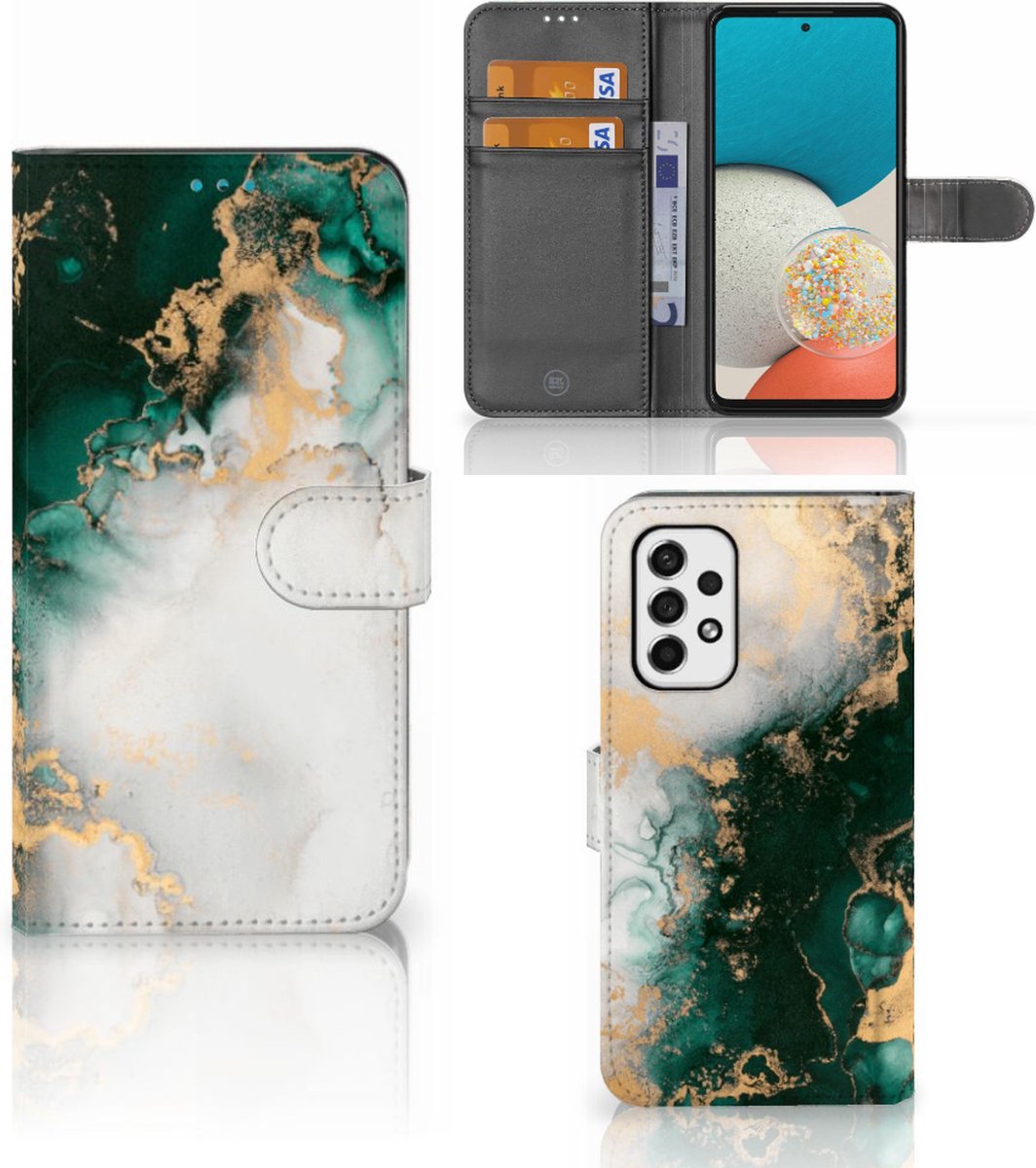 Bookcase voor Samsung Galaxy A53 Marmer Groen