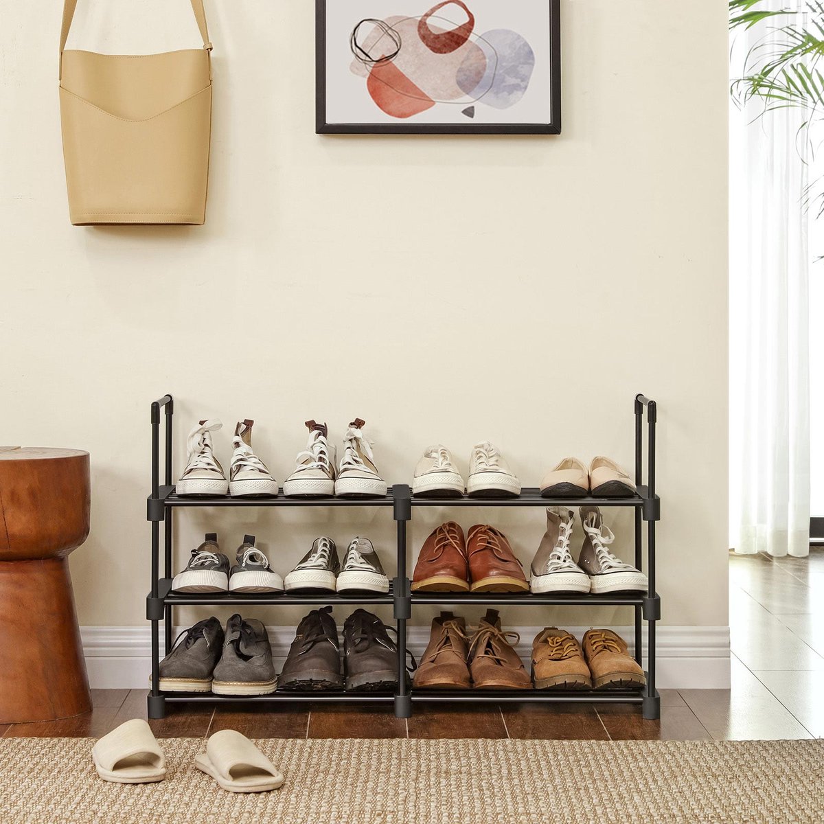 Metalen schoenenrek - Schoenenkast - Met 6 planken - Zwart