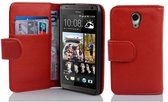 Cadorabo Hoesje voor HTC Desire 700 in INFERNO ROOD - Beschermhoes van getextureerd kunstleder en kaartvakje Book Case Cover Etui
