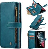 Casemania Hoesje Geschikt voor Samsung Galaxy S23 Ultra Emerald Green - Luxe Portemonnee Book Case met Rits