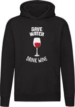 Save water drink wine Hoodie - drank - feest - kerst - wijn - alcohol - wijnen - kroeg - wijnglas - grappig - unisex - trui - sweater - capuchon