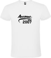 T-shirt Wit avec image "Awesome depuis 2007" Zwart Taille S
