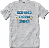 Wintersport is een goed excuus om te zuipen | Grappige apres ski dank shirt | Wintersport kleding - T-Shirt - Unisex - Donker Grijs - Gemêleerd - Maat 4XL