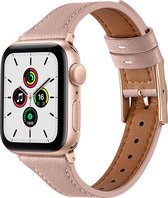 By Qubix Leren bandje - Lichtroze - Geschikt voor Apple Watch 42mm - 44mm - 45mm - Ultra - 49mm - Compatible Apple watch bandje - smartwatch bandje