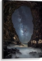WallClassics - Canvas - Sterren vanuit een Berg - 60x90 cm Foto op Canvas Schilderij (Wanddecoratie op Canvas)