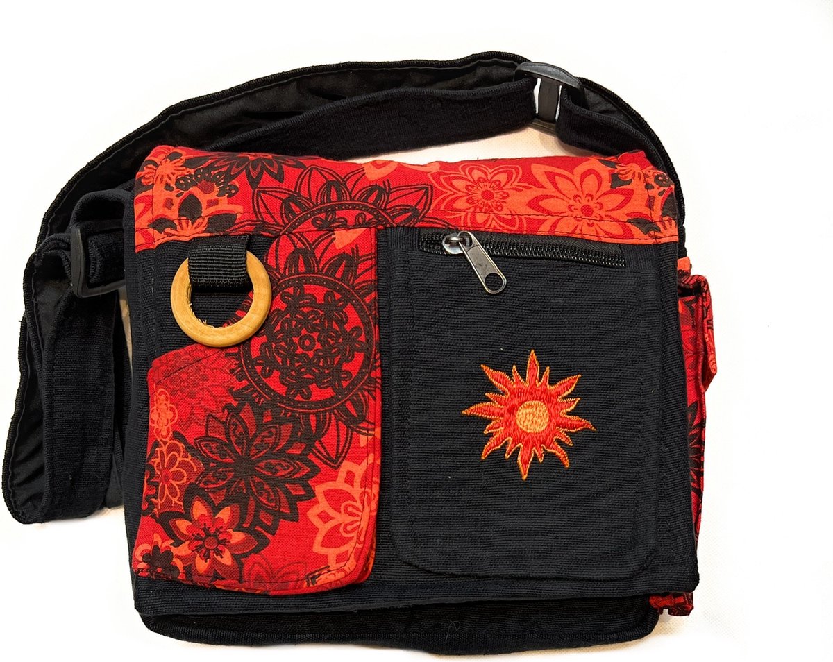 Hippie schoudertas met peace teken