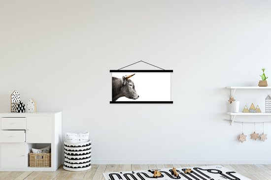 Porte-affiche avec affiche - Affiche scolaire - Highlander écossais - Vache - Or - 90x45 cm - Lattes noires