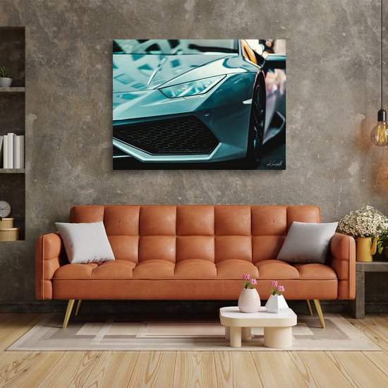 Luxe Canvas Schilderij Turquoise Speed | 60x40 | Woonkamer | Slaapkamer | Kantoor | Muziek | Design | Art | Modern | ** 4CM DIK! 3D EFFECT**