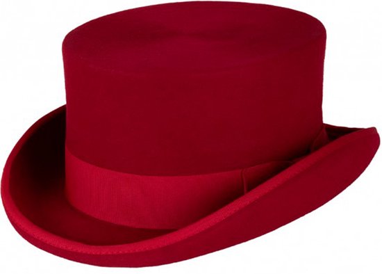 Chapeau haut de forme Luxe rouge bas modèle haut de forme homme femme - taille 61