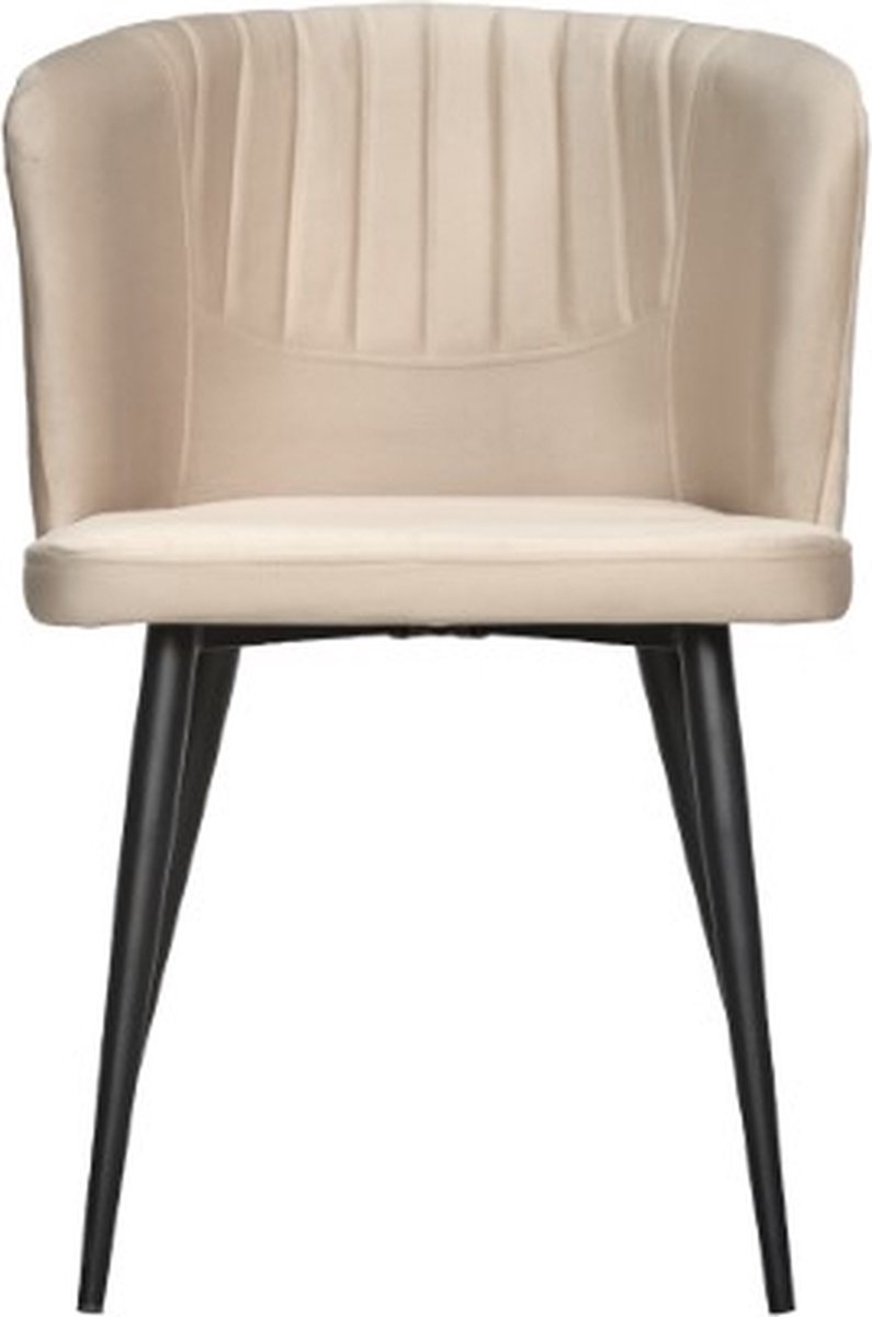 Soof&Tess - Set van 4 - Siena Eetkamerstoel - Beige - Fluweel - Velvet - Industrieel - Met armleuning - Easy Clean Stoffen - Hoge Kwaliteit