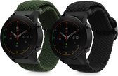 kwmobile Horlogebandjes geschikt voor Xiaomi Mi Watch Color Sport / S1 Active - 2 x Nylon Smartwatch bandje in zwart / groen.