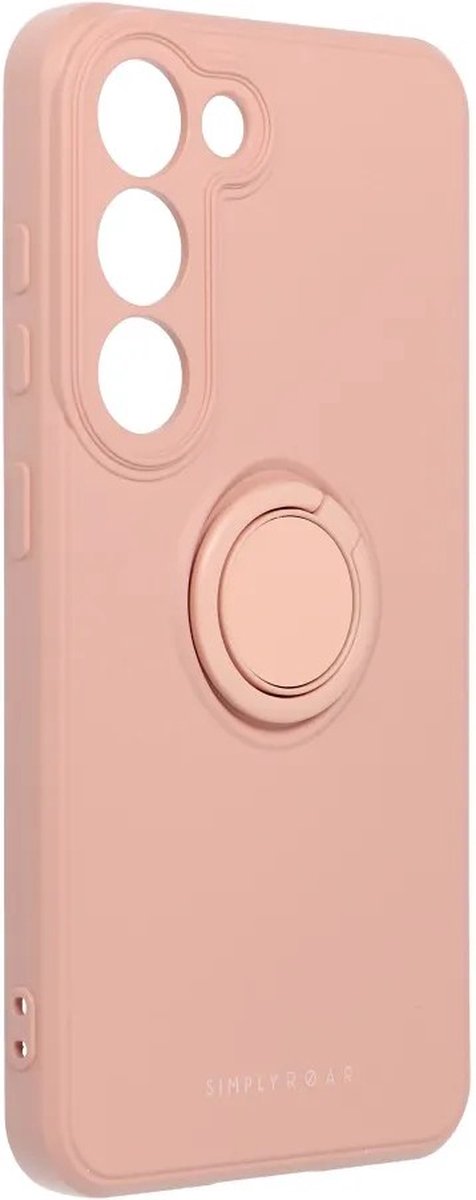 Roar Amber Siliconen Back Cover hoesje met Ring Samsung Galaxy S23 - Roze