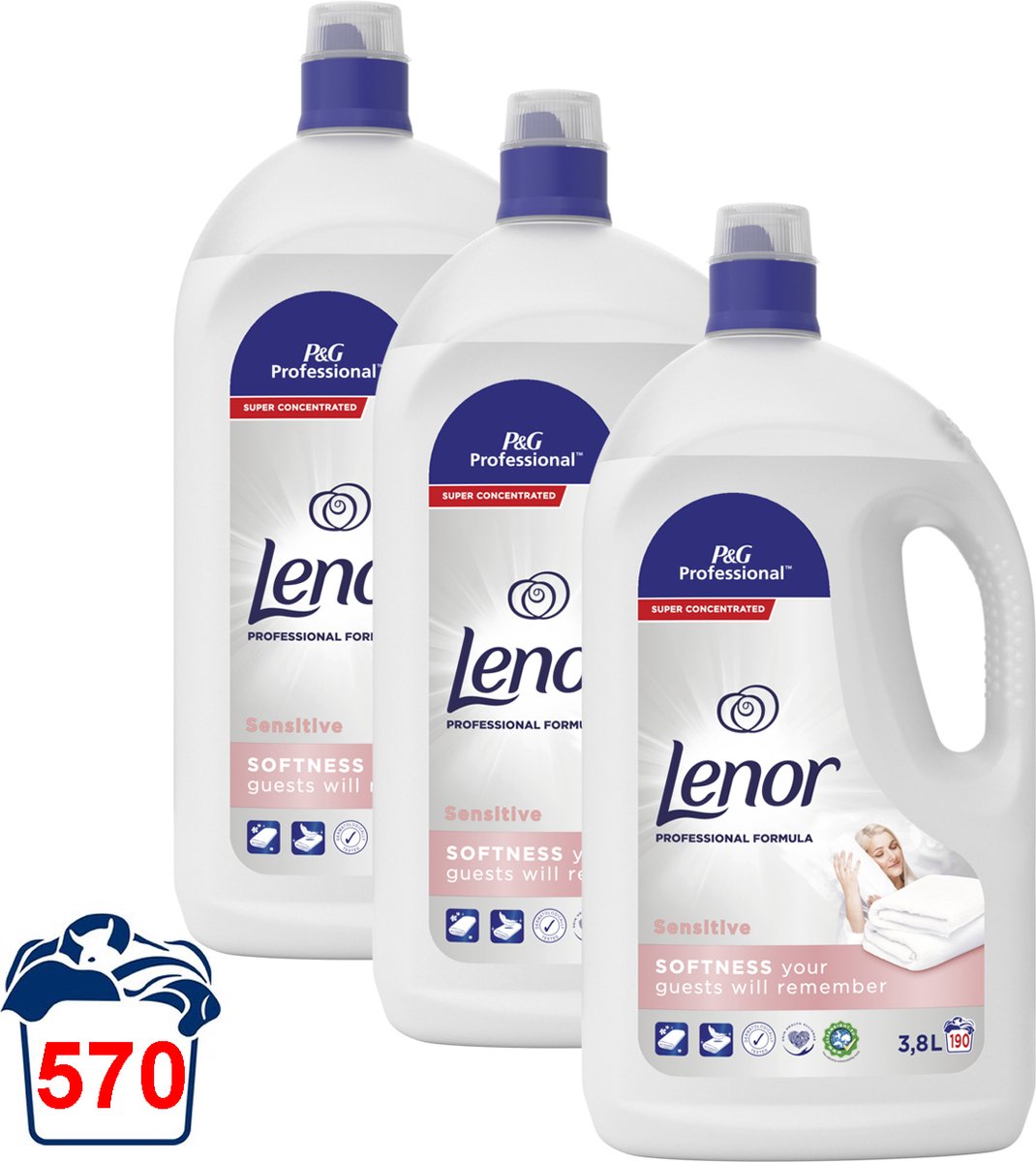Goedkoopste Lenor wasverzachter - Sensitive - 3 x 3.8 liter