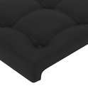 Gros plan détaillé de la texture capitonnée d'une tête de lit noire.