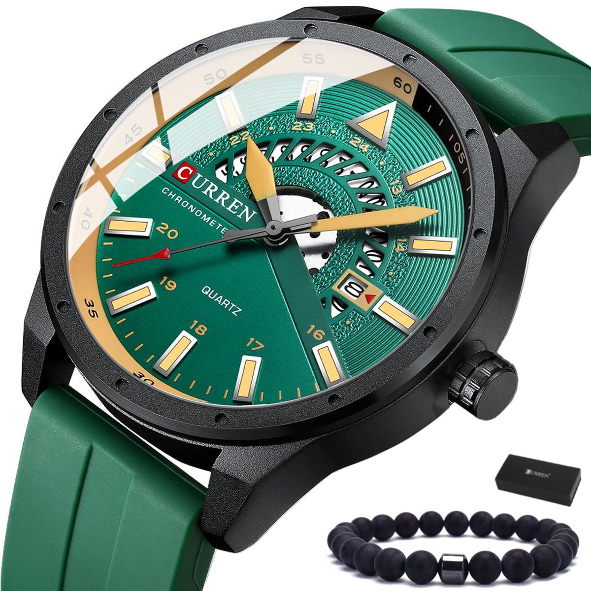 Curren - Horloge Heren - Cadeau voor Man - Horloges voor Mannen - 47 mm - Groen