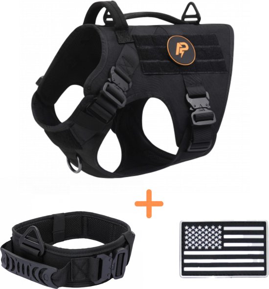 Militair Tactisch Duurzaam Nylon Hondentuig Met Bedieningshendel Duitse Herder Labrador Bulldog-harnas Verstelbaar Buitentraining Camping Jachthondharnas,Grijs,M