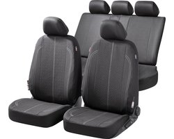 Walser Autostoelbekleding Tratto met Zipper ZIPP-IT - Autostoelhoes set - 2 stoelbeschermer voor voorstoel - 1 stoelbeschermer voor achterbank zwart