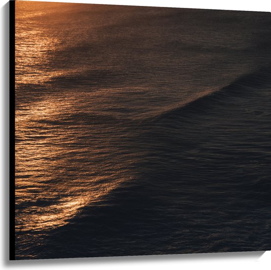 Canvas - Zonnestralen over Kalme Golven op Zee - 100x100 cm Foto op Canvas Schilderij (Wanddecoratie op Canvas)