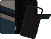 Apple iPhone 12 Hoesje - Valenta - Snap Serie - Echt Leer Bookcase / 2in1 Case - Zwart - Hoesje Geschikt Voor Apple iPhone 12