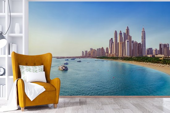 Photo de la belle mer bleu clair devant la côte de Dubaï papier peint photo en vinyle largeur 600 cm x hauteur 400 cm - Tirage photo sur papier peint (disponible en 7 tailles)