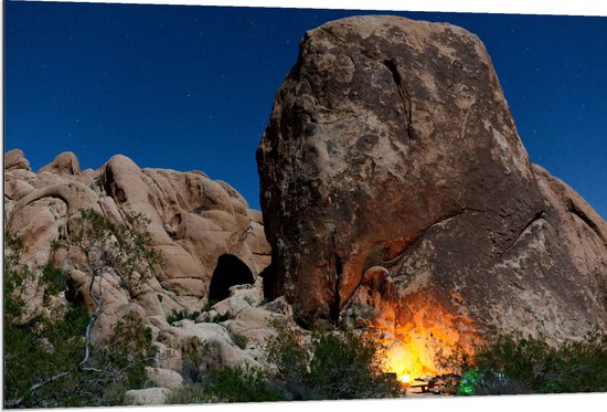 Dibond - Grote Rots in de Nacht - Californië - 120x80 cm Foto op Aluminium (Met Ophangsysteem)