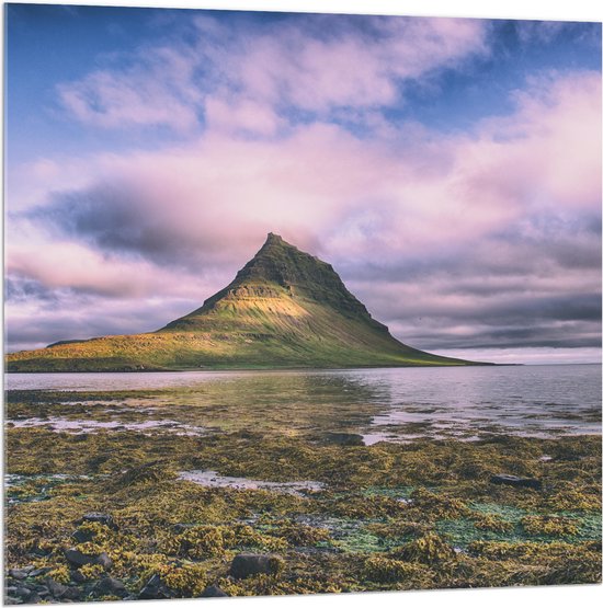 Acrylglas - Kirkjufell Berg - IJsland - 100x100 cm Foto op Acrylglas (Wanddecoratie op Acrylaat)