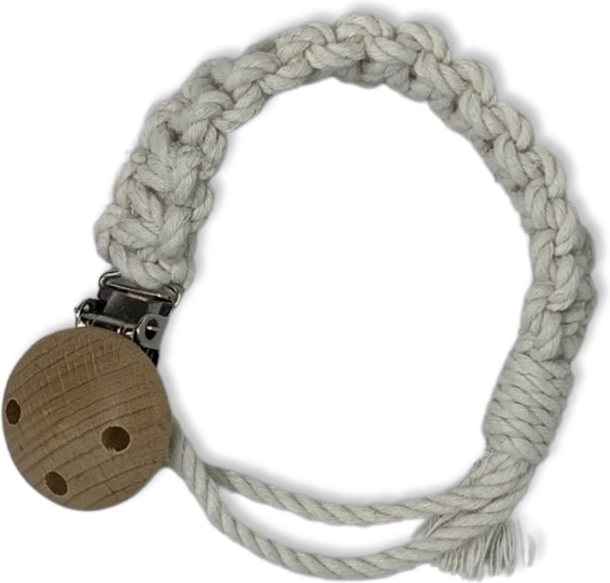 Goedkoopste Macramé Speenkoord 'Square' - Gebroken Wit/Ecru - Katoen - Macramé - Handgemaakt in Nederland - Inclusief Verzendkosten - Prijs per Stuk