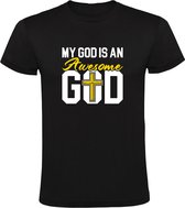 My god is an awesome god Heren T-shirt - geloof - faith - kruis - kerk - bidden